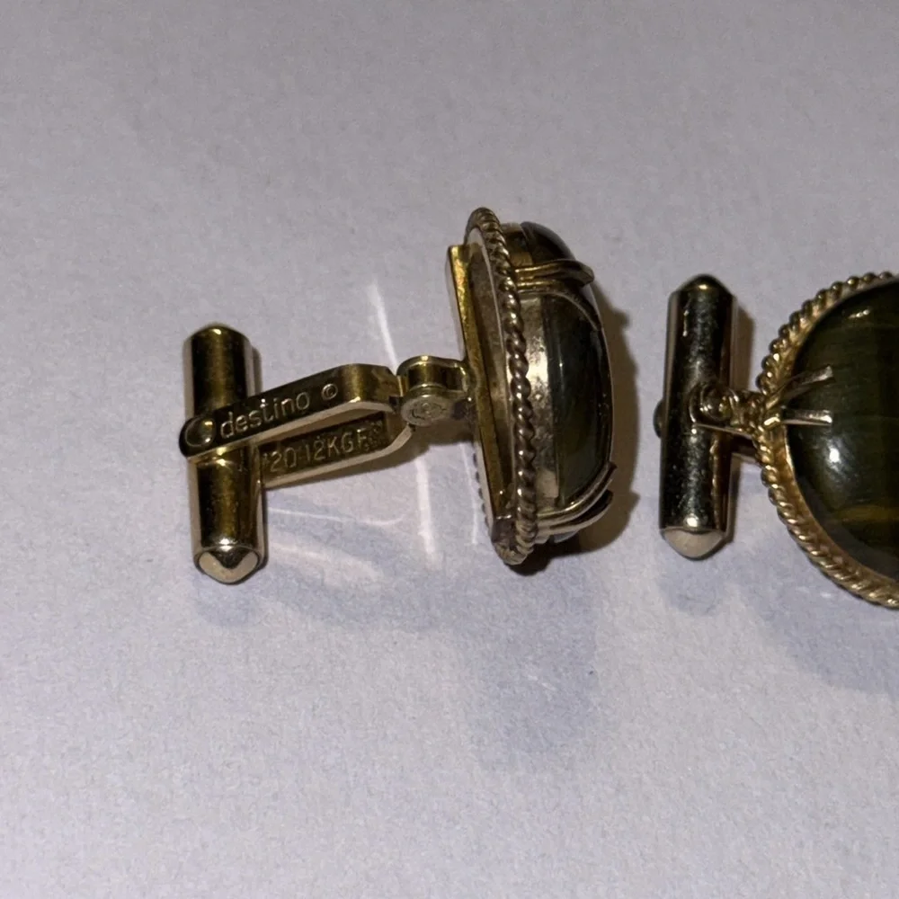 Vintage Destino 1/20 12K GF Marble dark Green Cufflinks